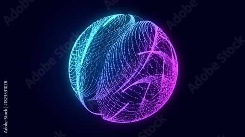 Abstract twisted, cosmic wormhole. Technology background. Data network. 3D rendering. Seamless loop.