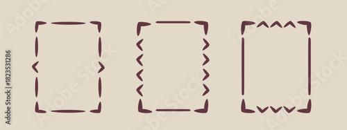 Rectangular doodle frame stamp set, hand-drawn original creative engagement monograms. Edgings cadres with graphic elements, design photo decoration greeting elements. Isolated. Vector