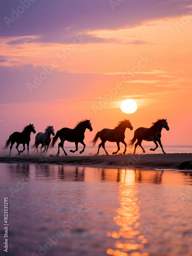 horses on the beach