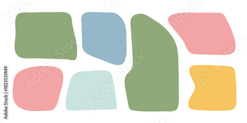 Abstract boho shapes, trendy modern organic stains silhouettes, nature simple aesthetic elements. Modern contemporary collage, various cute blobs. Isolated. Vector illustration.