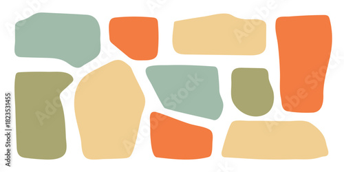 Abstract boho shapes, trendy modern organic stains silhouettes, nature simple aesthetic elements. Modern contemporary collage, various cute blobs. Isolated. Vector illustration.