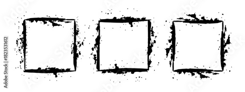 Grunge ink blot frame with streaks, splashes, spots, dots, streaks.Abstract spot cadre.Splatters of paint, watercolor stain. Texture for the design of postcards, banners, posters. Isolated. Vector