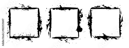 Grunge ink blot frame with streaks, splashes, spots, dots, streaks.Abstract spot cadre.Splatters of paint, watercolor stain. Texture for the design of postcards, banners, posters. Isolated. Vector