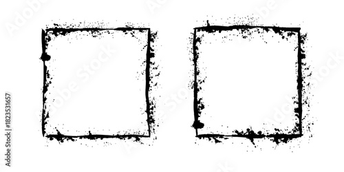 Grunge ink blot frame with streaks, splashes, spots, dots, streaks.Abstract spot cadre.Splatters of paint, watercolor stain. Texture for the design of postcards, banners, posters. Isolated. Vector