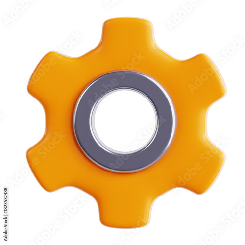 Shiny Realistic Gear Configuration Setting with Round Hole on Middle Engineering Element