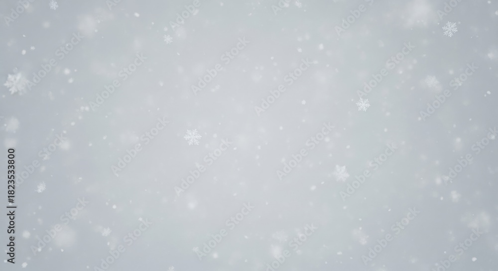 Fototapeta premium A serene, soft, and slightly blurred image of a gentle snowfall against a light gray background.