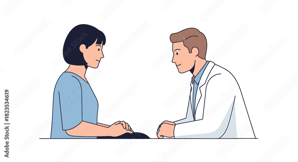 Fototapeta premium Doctor Consults with Patient in Medical Office Setting.