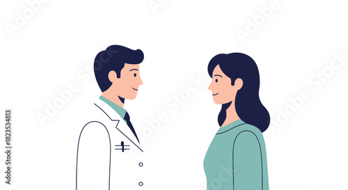 Doctor and Patient Face to Face Consultation Illustration.