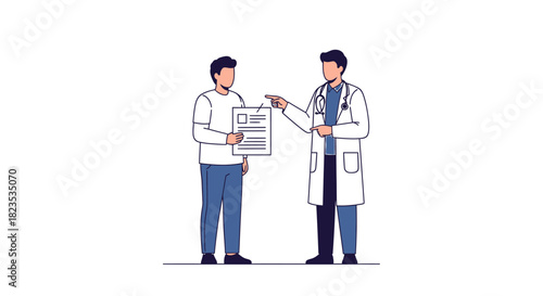 Doctor Explaining Medical Report to Patient in Consultation.