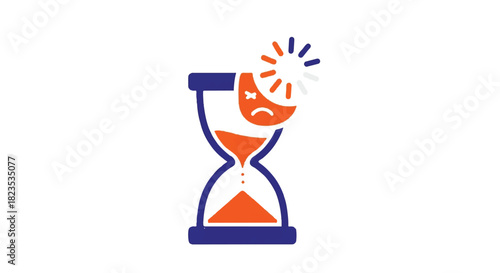 Deadline Stress Hourglass Flat Vector Icon
