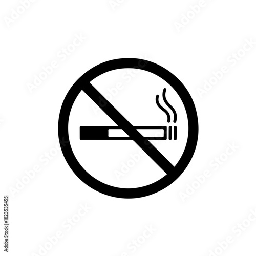 A clear warning icon featuring a cigarette (or smoke) crossed out with a diagonal line, strongly symbolizing the prohibition of smoking and the danger of tobacco as a major heart disease risk factor