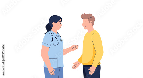 Doctor consulting with a patient in a medical setting.