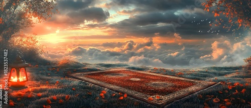 Prayer mat, ramadan kareem.