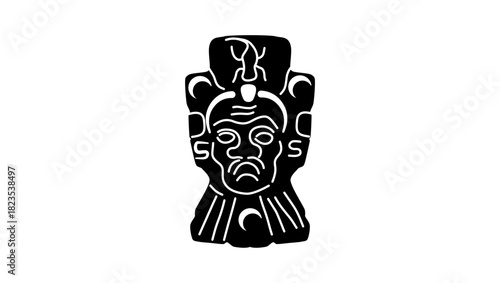 Mayan art symbol, black isolated silhouette