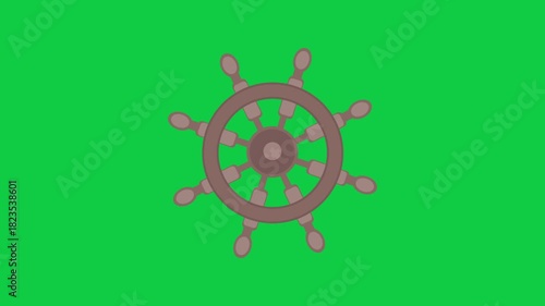 Ship Steering Wheel Spin Loop Green Screen