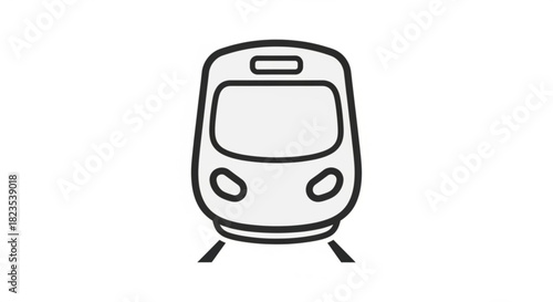 Simple black and white line icon illustration of a modern highspeed train front view
