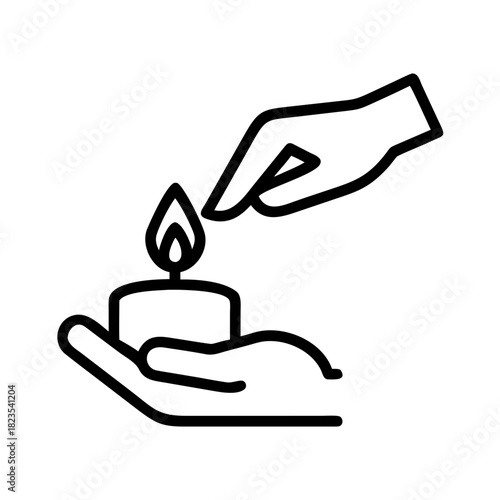 Warm Comfort Hands Holding Candle Flame, Representing Hope and Remembrance