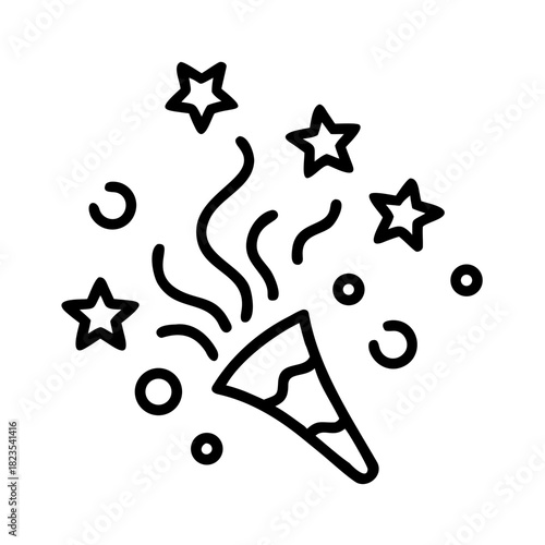 Celebratory Confetti Canon Icon A Burst of Stars and Joy for Festive Designs