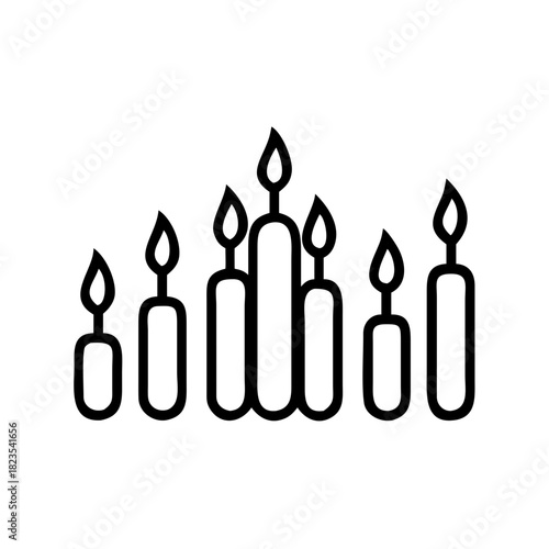 Burning Candles Set Vector Icon Illustration, Celebration and Remembrance Symbol