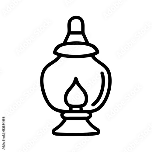 Vintage Oil Lamp Icon Retro Lighting for Decorative Design