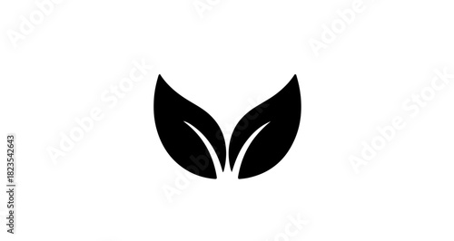 The image shows a website interface with several black and white icons of leaves, likely for a design resource library.