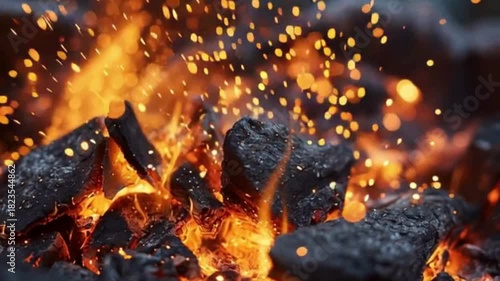 fire in the fireplace