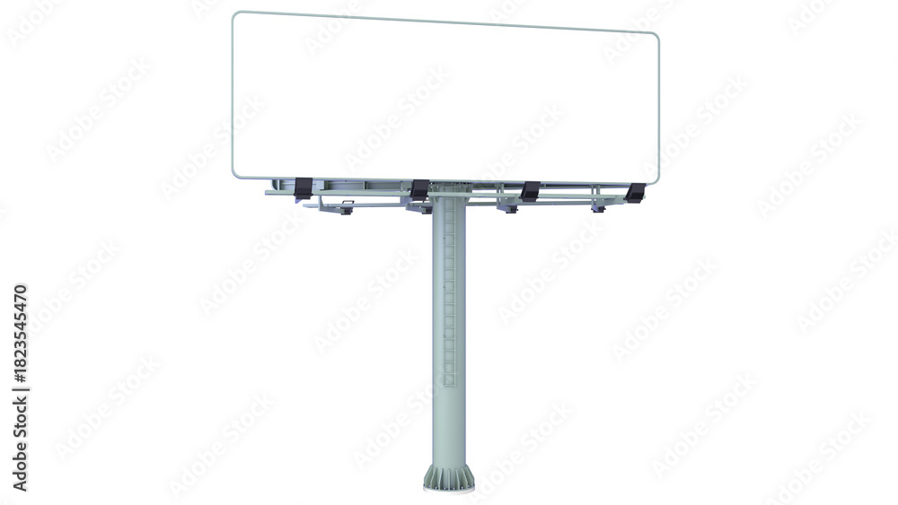 Fototapeta premium Street Billboard Advertising - Double billboard on a pole - - white panel. 3D rendering isolated on white background. Ideal for educational, engineering, and industrial design projects.