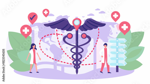 Global healthcare network connecting medical professionals and services across the world