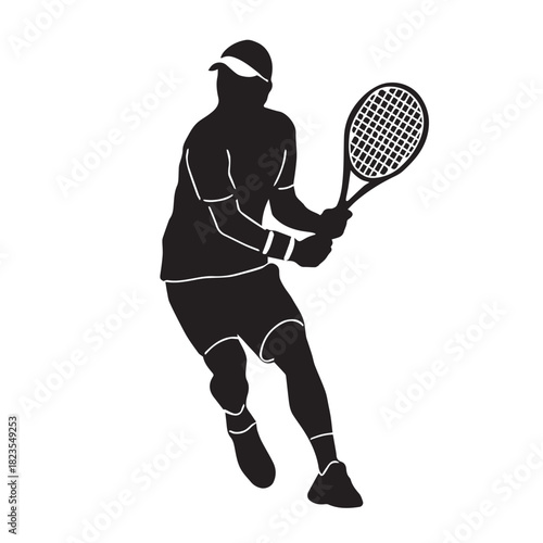 silhouette icon of a tennis player