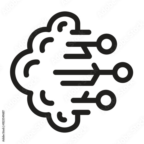 brain system technology icon with outline style