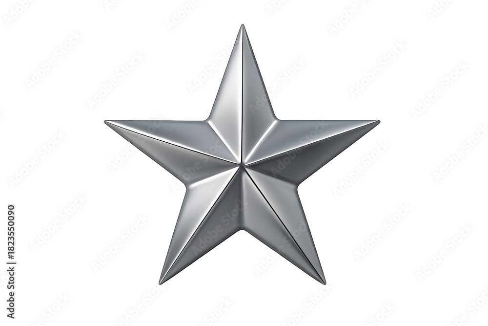 Fototapeta premium Isolated metallic star object against a plain dark background in studio shot on transparent background