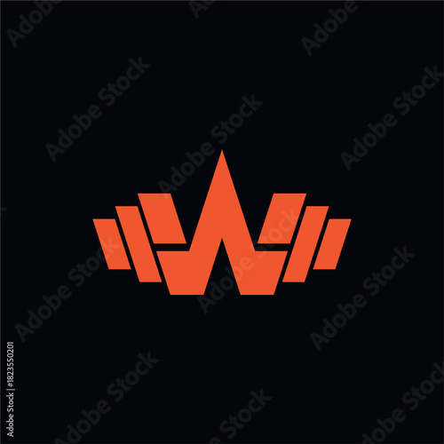 Letter W Fitness Gym Logo Design. Barbel Sports Vector Icon, Modern professional letter W for sport teams