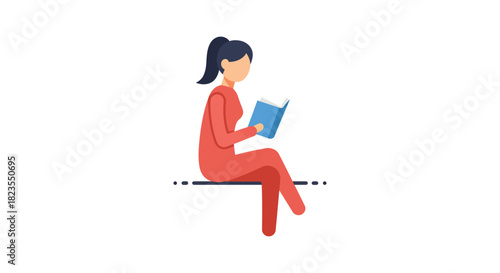 woman reading a book sitting illustrating the joy of reading leisure and relaxation against a white background perfect for a book blog or library website