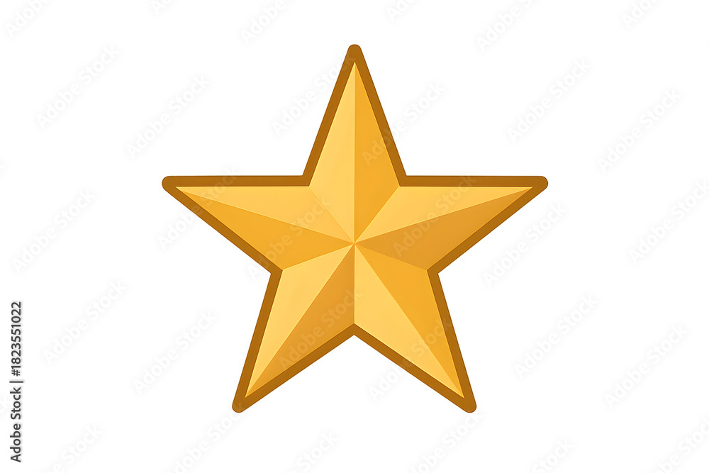 Obraz premium A golden star emblem resting against a stark black colored background space on transparent background