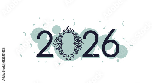 Elegant 2026 typography with vintage decorative frame for New Year design and future planning. isolated PNG with Transparent Background