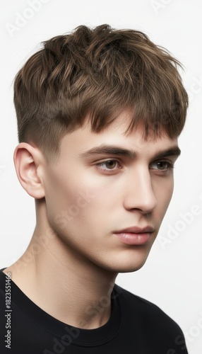 Wallpaper Mural Handsome young man with a stylish modern textured crop haircut in a studio portrait Torontodigital.ca