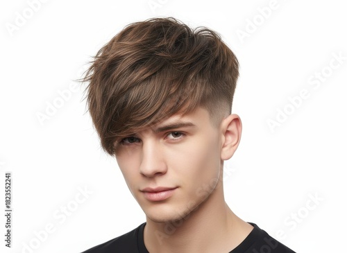 Wallpaper Mural Young man with stylish layered haircut and side fringe Torontodigital.ca