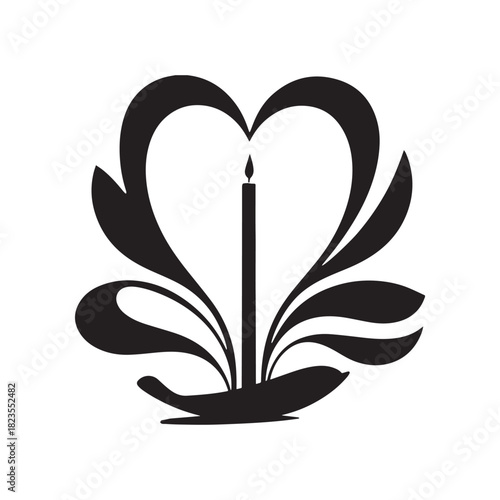 Candle Flame Amidst Elegant Petals Symbol of Serenity, Light, and Spiritual Reflection.