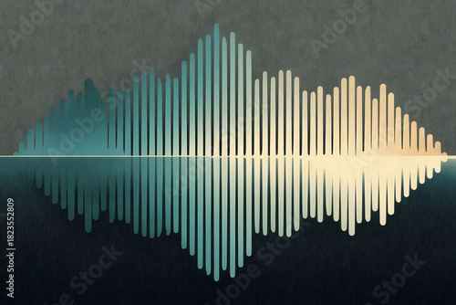 Abstract Soundwave Art in Blue and Cream Tones for Modern Decor and Design