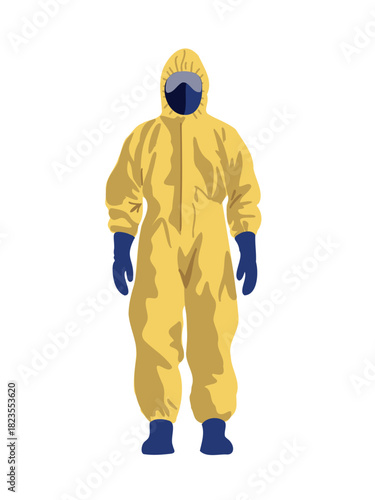 safety worker dressed in yellow safety suit