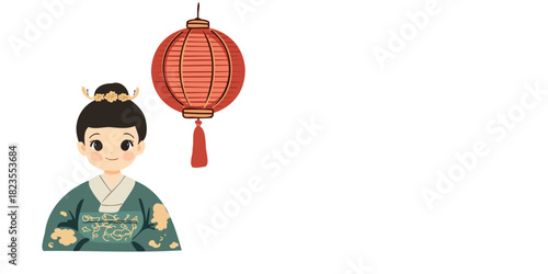 traditional chinese fashion woman banner for message
