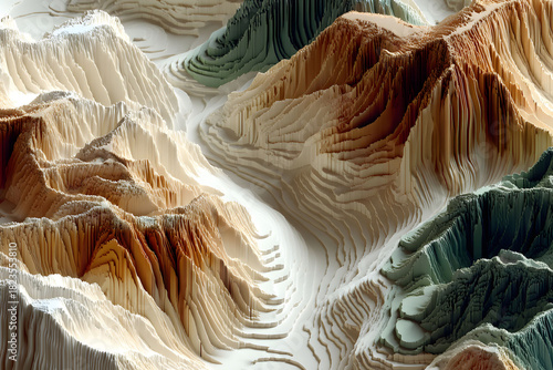Abstract Topographic Landscape with Layered Earth Tones for Design and Print