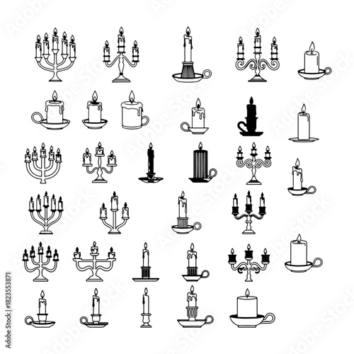 silhouette pack of different candle holder sets