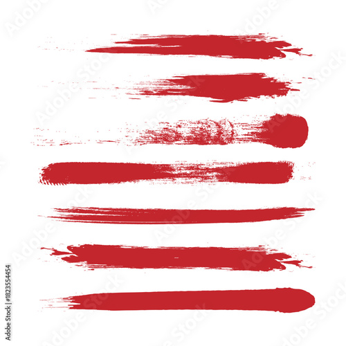  Paint Brush Stroke Collection Isolated on White Background, Abstract Grunge Brush Lines, Artistic Acrylic Paint Smear Texture for Design, Banner, Poster and Creative Decoration . eps10