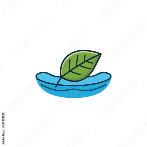 Simple leaf and water droplet visual representing natural purity environmental conservation and