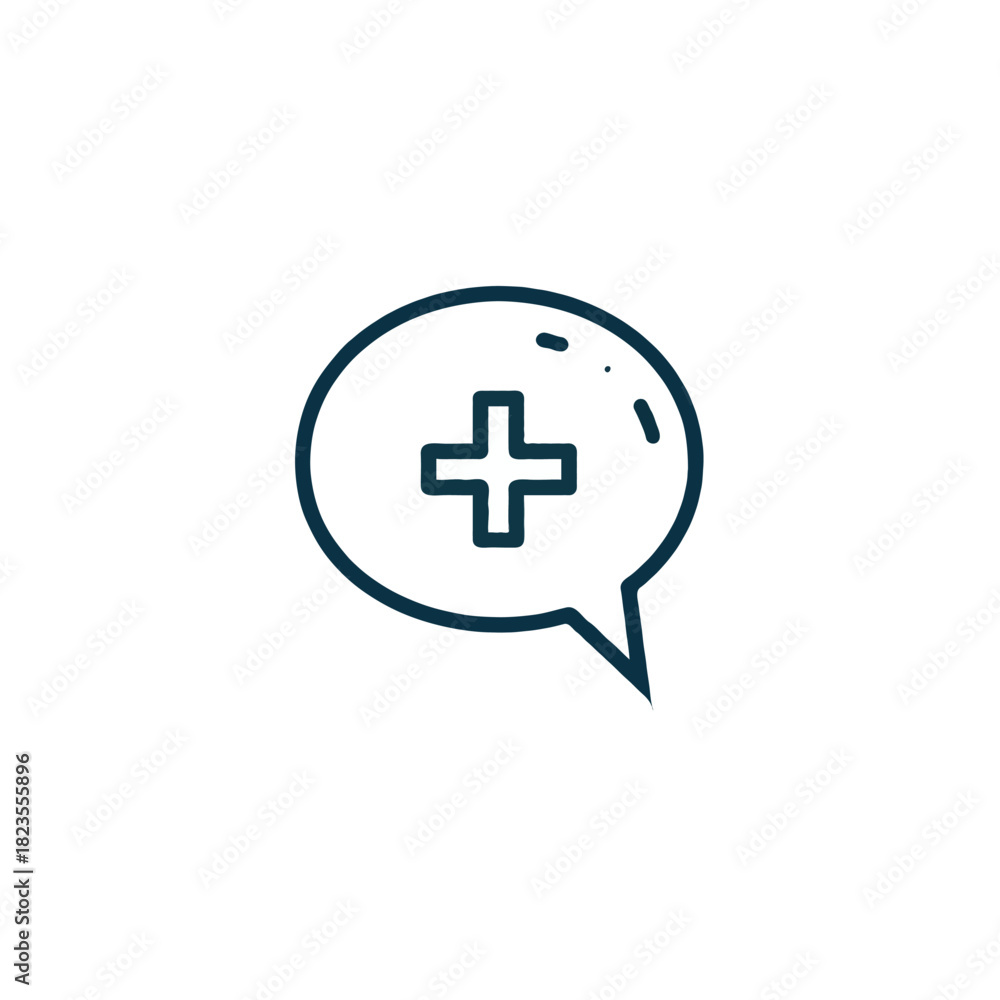Fototapeta premium Stylized medical assistance icon within a speech bubble implying urgent healthcare dialog and