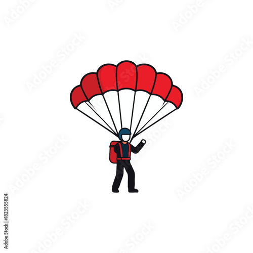 Stylized illustration of a person parachuting adventure depicting courage in the air during