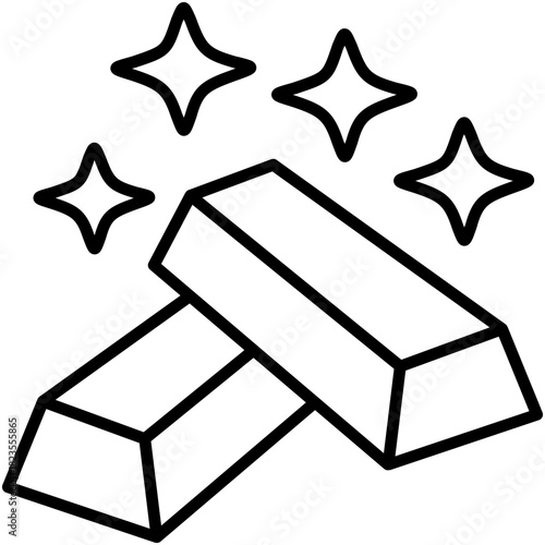 Gold Bar Icon, Millionaire Block Money Symbol Vector Stock Illustration, Line Icon Style Design.
