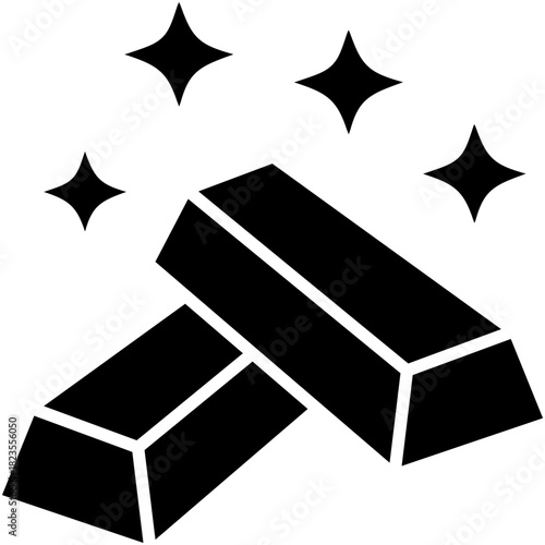 Gold Bar Icon, Millionaire Block Money Symbol Vector Stock Illustration, Solid Icon Style Design.