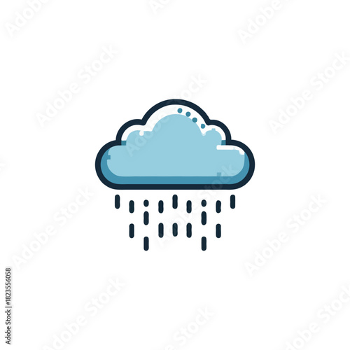 Stylized raincloud illustration symbolizing weather patterns and climatic conditions with dripping